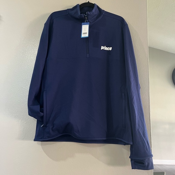 NWT! Prince Pickleball Men’s Ponte 1/4 Zip Pull Over Jacket. size L. Blue - Picture 2 of 9